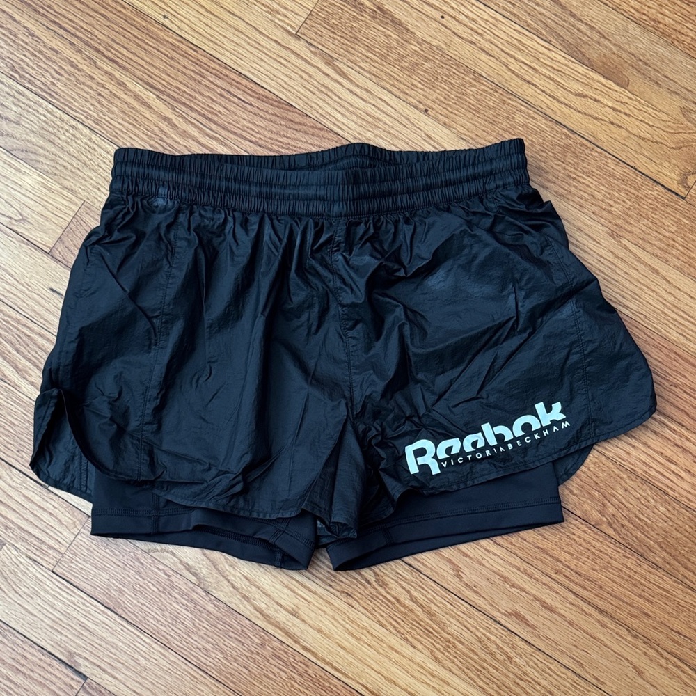 Victoria Beckham Reebok Black Athletic Shorts with White Logo